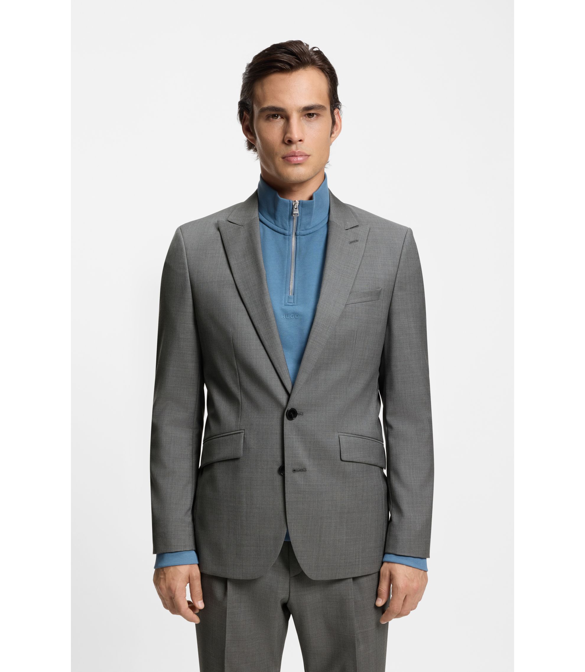 Extra Slim-Fit Sakko aus strukturierter Schurwolle