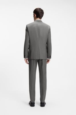 Extra-slim-fit suit jacket in virgin-wool dobby, Grey