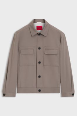 Giacca slim fit in twill antipiega, Marrone chiaro