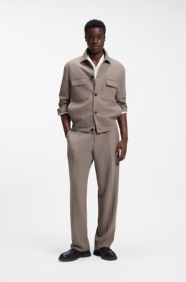 Slim-fit blazer with patch chest pockets, Light Brown