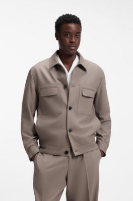 Slim-fit blazer with patch chest pockets, Light Brown