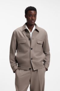 Slim-fit suit jacket in wrinkle-resistant twill, Light Brown