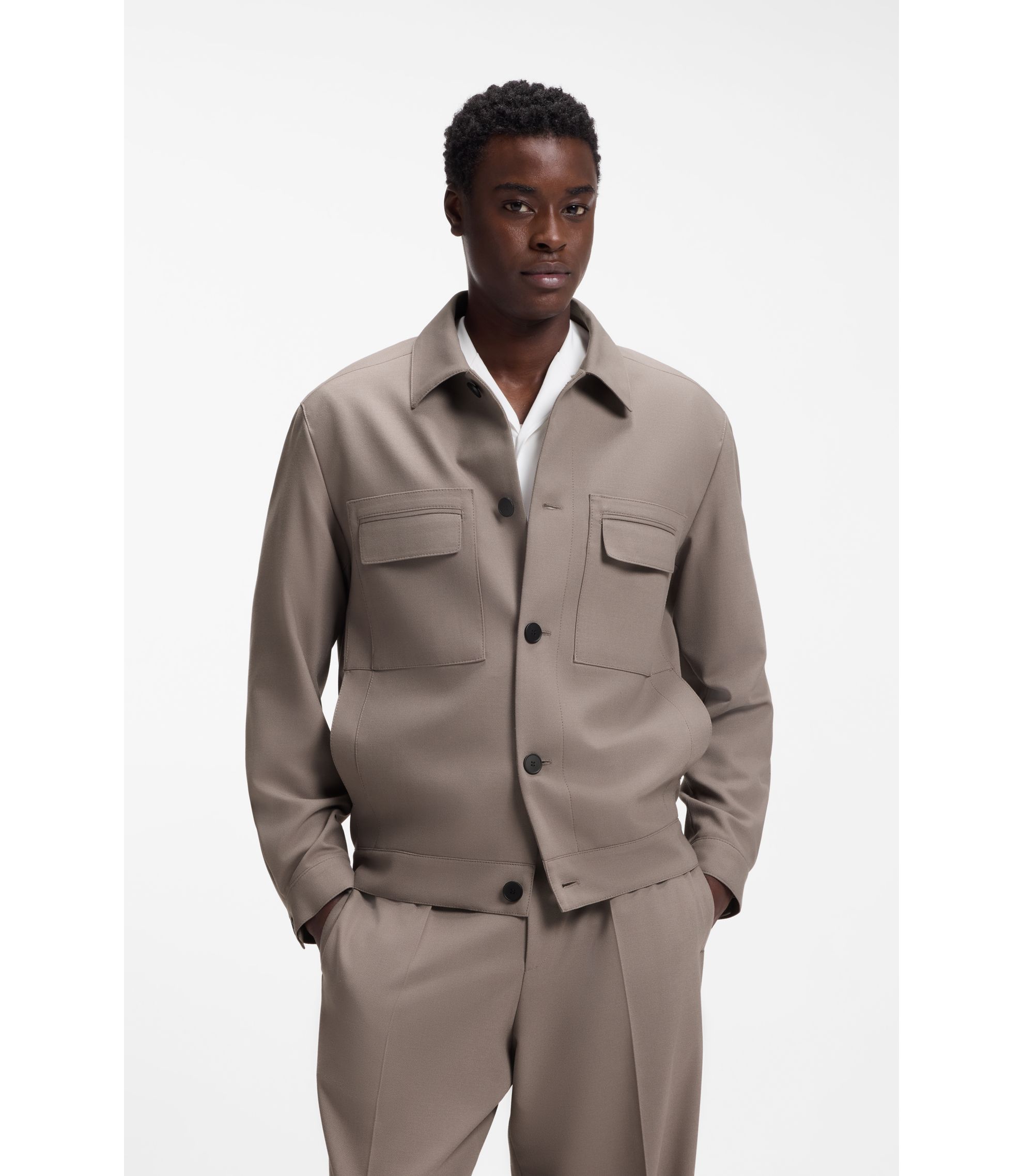 Slim-Fit Sakko aus knitterfreiem Twill