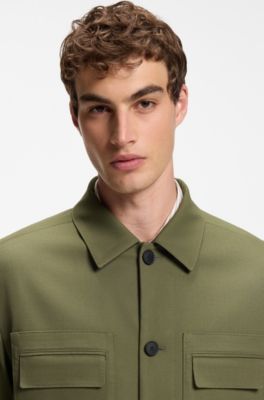 Slim-fit blazer with patch chest pockets, Green