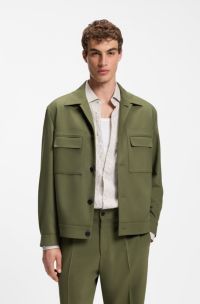 Slim-fit suit jacket in wrinkle-resistant twill, Green
