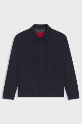 Slim-fit blazer with patch chest pockets, Dark Blue
