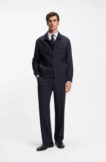 Slim-fit suit jacket in wrinkle-resistant twill