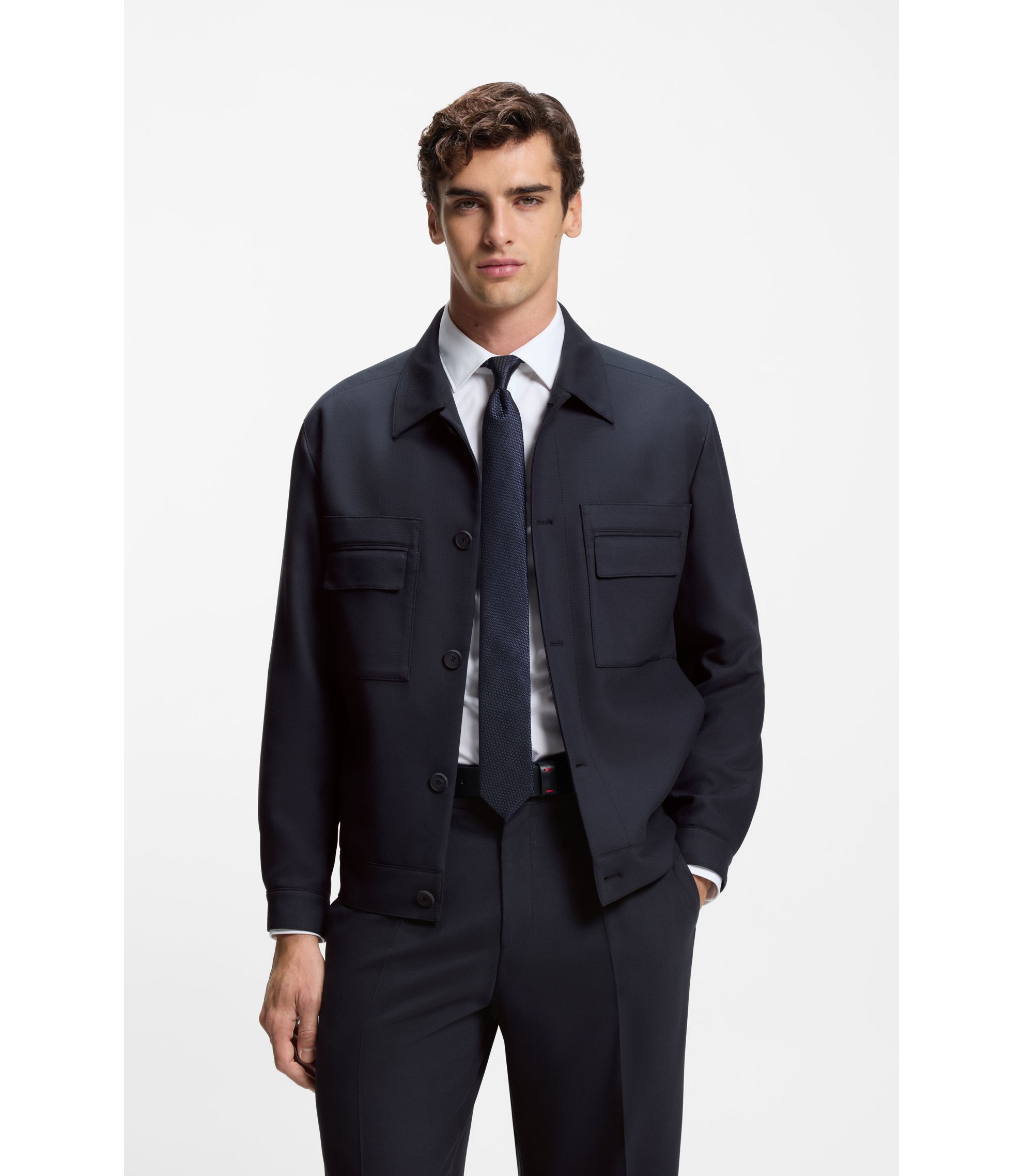 Slim-Fit Sakko aus knitterfreiem Twill