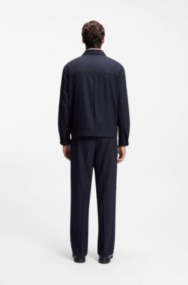 Veste de costume Slim en twill infroissable, Bleu fonc&eacute;