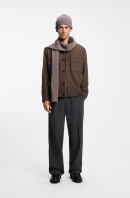 Giacca slim fit in twill antipiega, Marrone