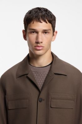 Slim-fit blazer with patch chest pockets, Brown