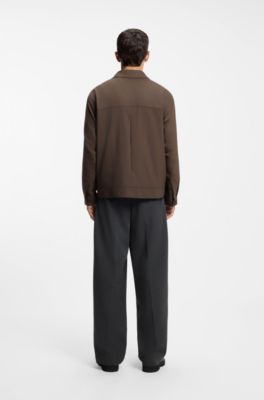 Giacca slim fit in twill antipiega, Marrone
