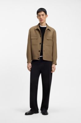 Slim-Fit Sakko aus knitterfreiem Twill, Beige