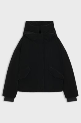 Water-repellent jacket with elasticated logo cuffs, Black