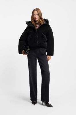 Water-repellent jacket with elasticated logo cuffs, Black