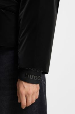 Water-repellent jacket with elasticated logo cuffs, Black