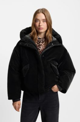 Water-repellent jacket with elasticated logo cuffs, Black