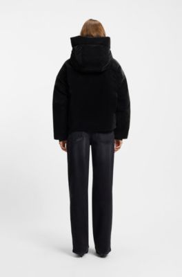 Water-repellent jacket with elasticated logo cuffs, Black