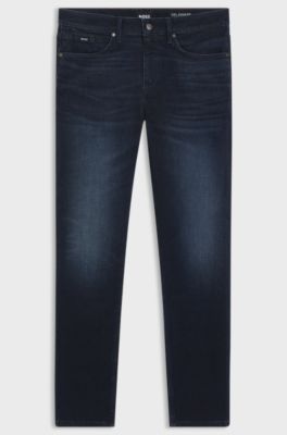 Delaware slim fit-jeans i m&ouml;rkbl&aring; stretchig denim, M&ouml;rkbl&aring;
