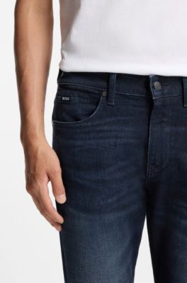 Delaware slim fit-jeans i m&ouml;rkbl&aring; stretchig denim, M&ouml;rkbl&aring;