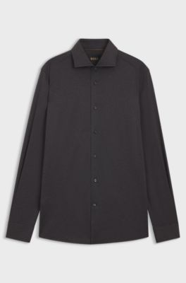 Slim-fit shirt in Italian-made cotton, Grey
