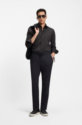 Slim-fit shirt in Italian-made cotton, Grey