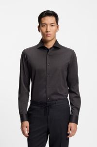 Slim-fit shirt in Italian-made cotton, Grey