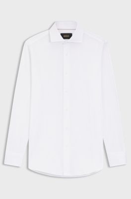 Camisa slim fit de algod&oacute;n fabricado en Italia, Blanco