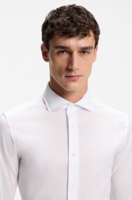 Slim-fit shirt in Italian-made cotton, White