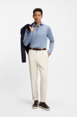 Slim-fit shirt in Italian-made cotton, Blue