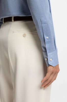 Slim-fit shirt in Italian-made cotton, Blue