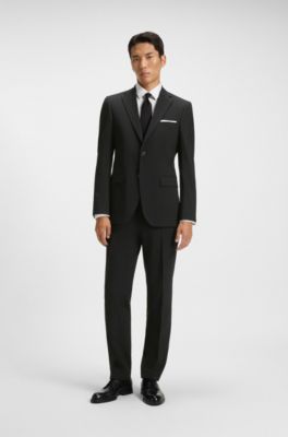 Regular-fit suit trousers in a wool blend, Black