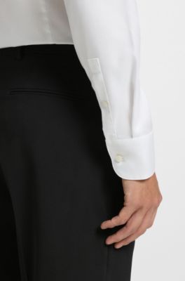 Regular-fit suit trousers in a wool blend, Black