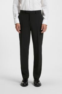 Regular-fit suit trousers in a wool blend, Black