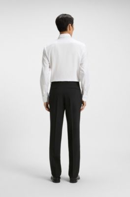 Regular-fit suit trousers in a wool blend, Black