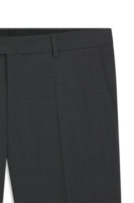 Pantalon de costume Regular Fit en laine m&eacute;lang&eacute;e, Gris sombre