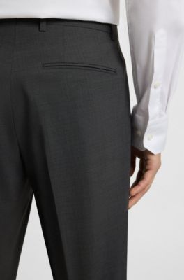 Pantalon de costume Regular Fit en laine m&eacute;lang&eacute;e, Gris sombre
