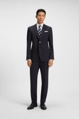 Regular-fit suit trousers in a wool blend, Dark Blue