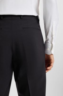 Regular-fit suit trousers in a wool blend, Dark Blue
