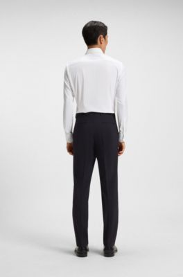 Regular-fit pantalon van een wolmix, Donkerblauw