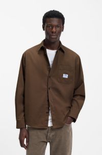 Oversized Overshirt aus Baumwoll-Canvas, Dunkelbraun