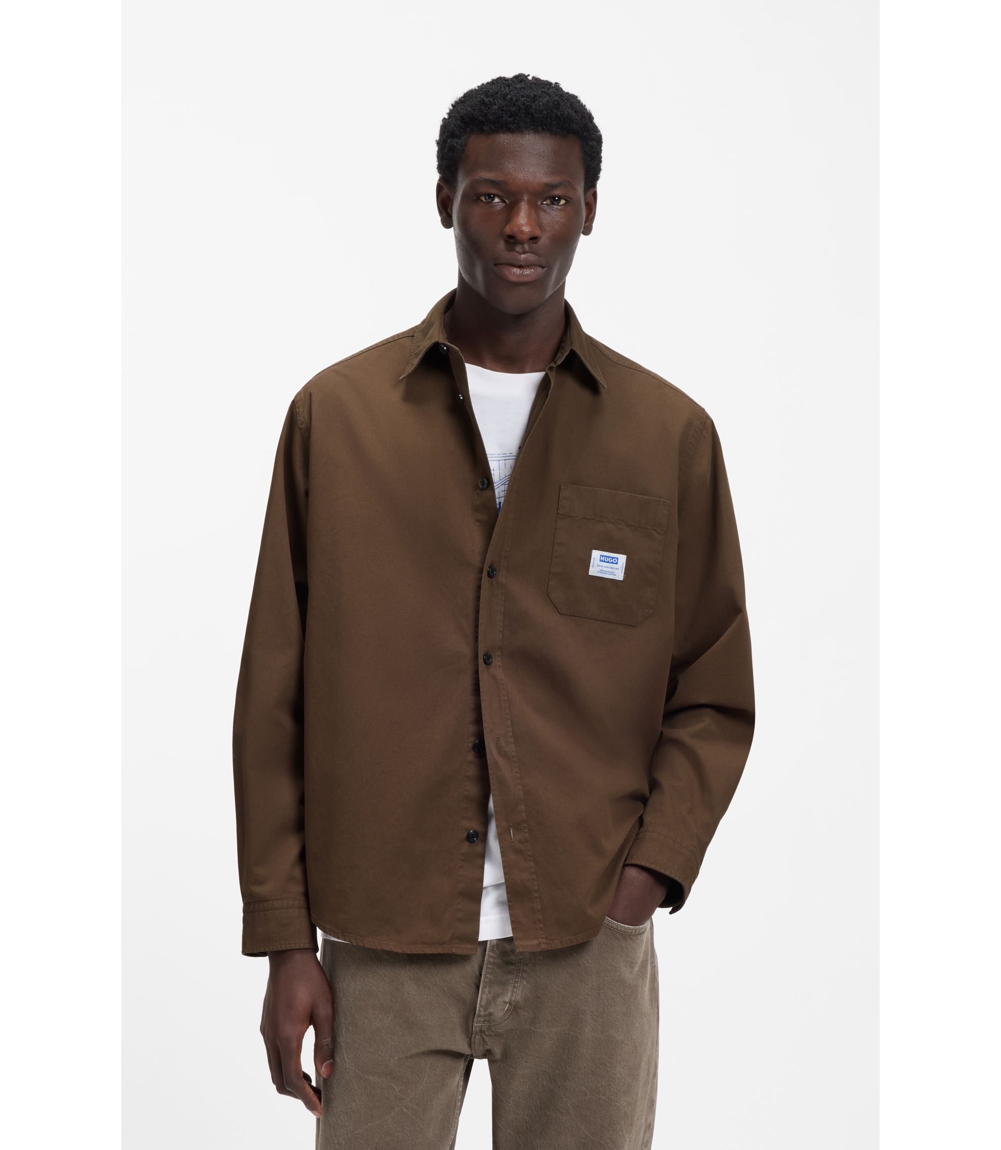 Oversized Overshirt aus Baumwoll-Canvas