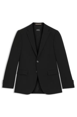 Regular-fit suit jacket in a wool blend, Black
