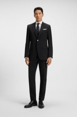 Regular-fit suit jacket in a wool blend, Black