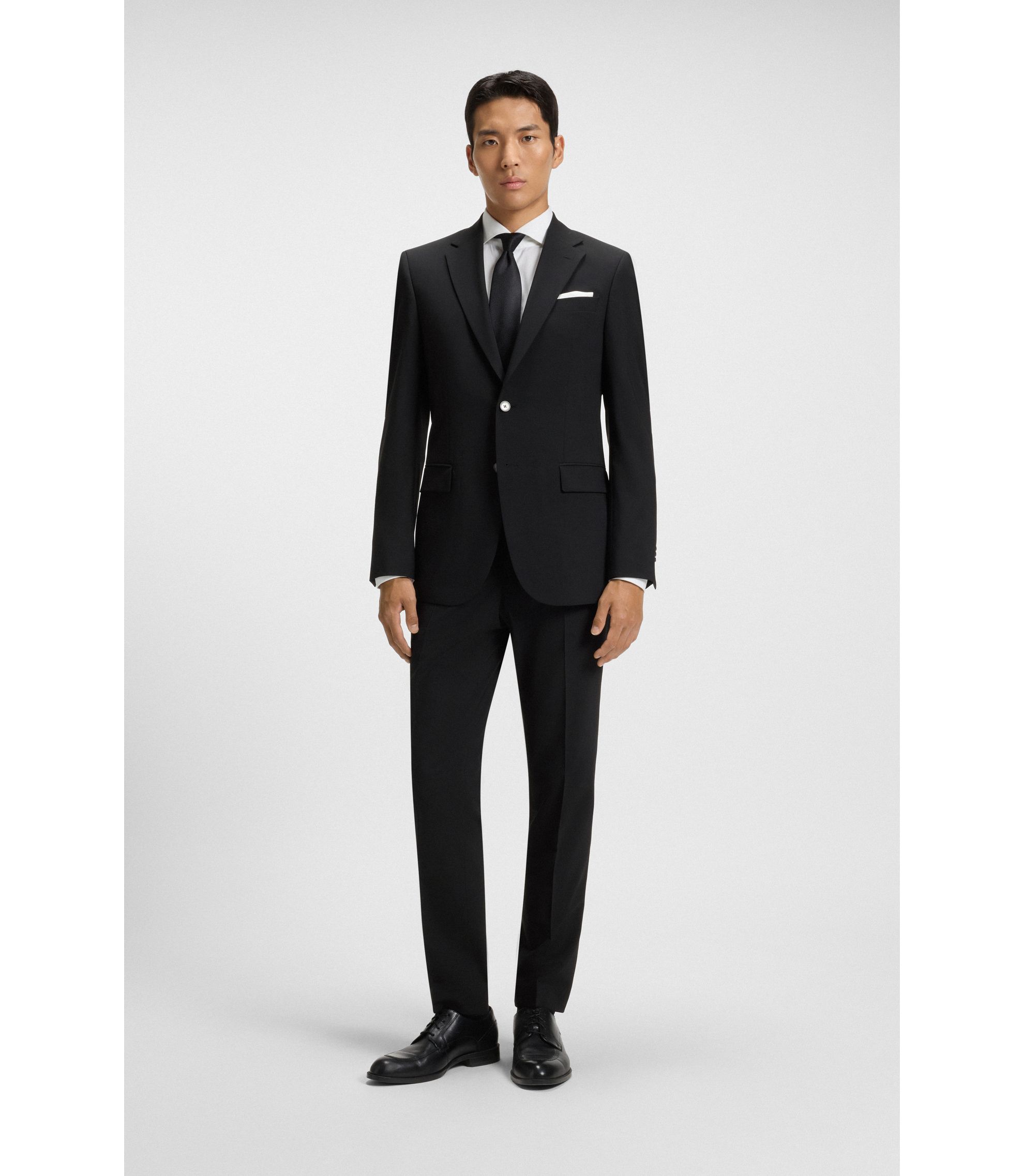 BOSS - Regular-fit suit jacket in a wool blend - Black