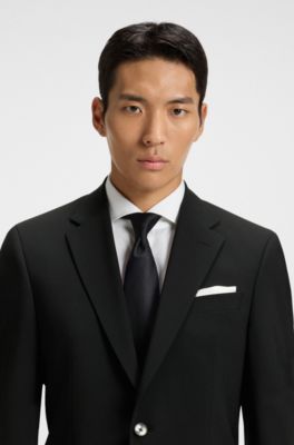 Regular-fit suit jacket in a wool blend, Black