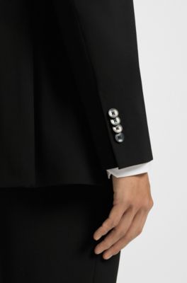 Regular-fit suit jacket in a wool blend, Black