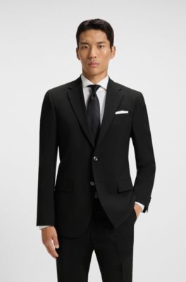 Regular-fit suit jacket in a wool blend, Black