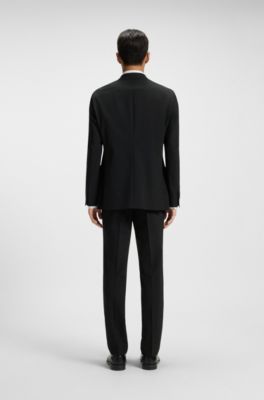 Regular-fit suit jacket in a wool blend, Black