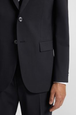 Giacca regular fit in misto lana, Blu scuro